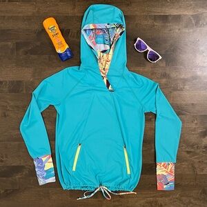 Title Nine Sunbuster Hoodie Rashguard Swim Shirt size S.